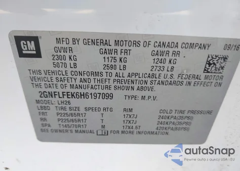 2017 Chevrolet Equinox Lt from USA, damaged, VIN 2GNFLFEK6H6197099